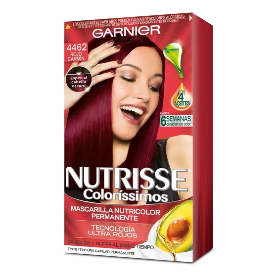 Tinta Nutrisse  Nutrisse coloríssimos Mascarilla nutricolor permanente tono 4462 rojo carmín para cabello