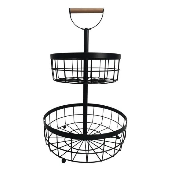 Canasto Organizador 2 Pisos Cocina Y Mesa Frutera Multiuso Imback Color Negro