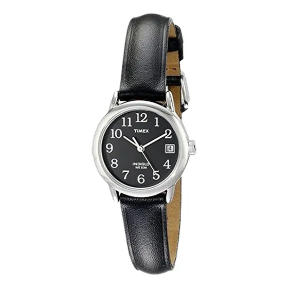 Reloj Timex T2n525 Indiglo P/dama Malla De Cuero Negro/plata