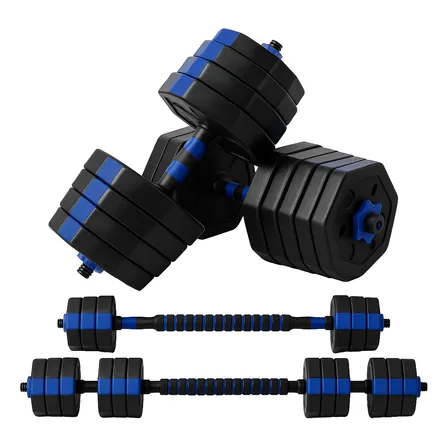 Set De Mancuernas + Barra Juego Pesas 40 Kg 2en1 Pvc Discos