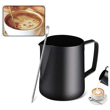 Bule Jarra Leiteira Barista 600ml Inox Preto + Caneta Latte Bule Jarra Leiteira Barista 600ml Inox Preto + Caneta Latte
