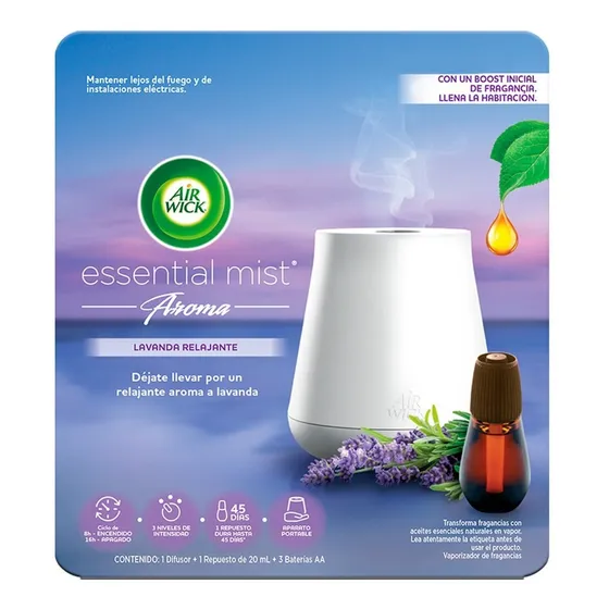 Difusor de Aceites Airwick Essential Mist Lavanda Aparato y Repuesto de 20ml