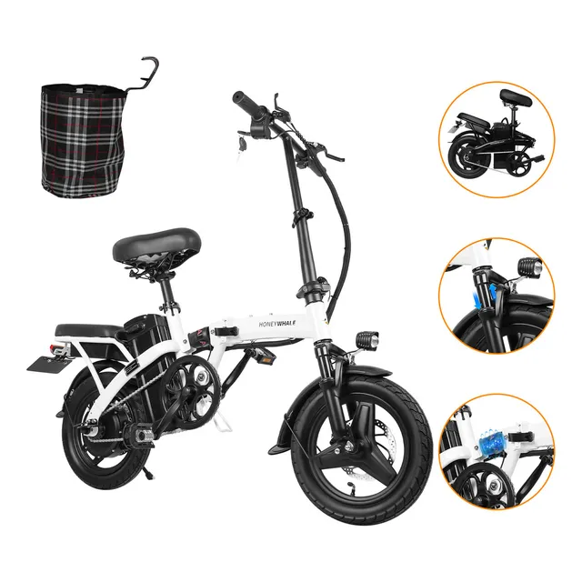 Honey Whale S6-S Bicicleta Eléctrica Plegable para Adultos Potencia Máxima del Motor 750W Velocidad Máxima 35KM/H Autonomía 35-40KM Batería 10AH Color Blanco Honeywhale Moto Electrico