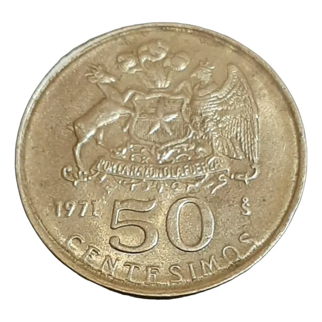 Moneda Chilena 50 Centésimos Año 1971
