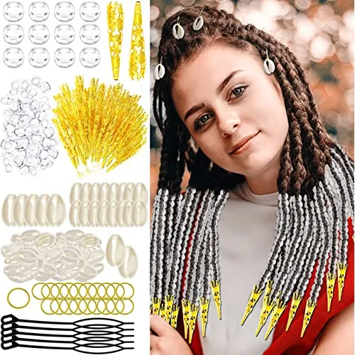 455 Pcs Locs Peluquero Joyería De Cuentas Claras Kkvbq