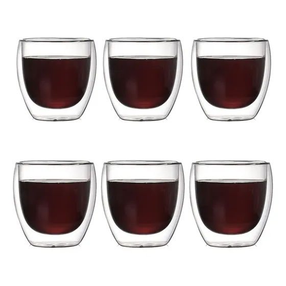 Juego 6 Tazas Café Vidrio Termico 80ml -mug Taza Café