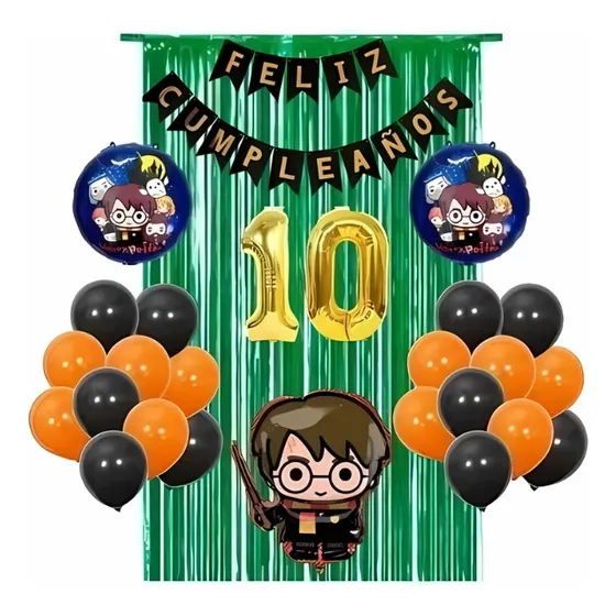 Combo De Globos Metalizados Harry Potter Cumpleaños