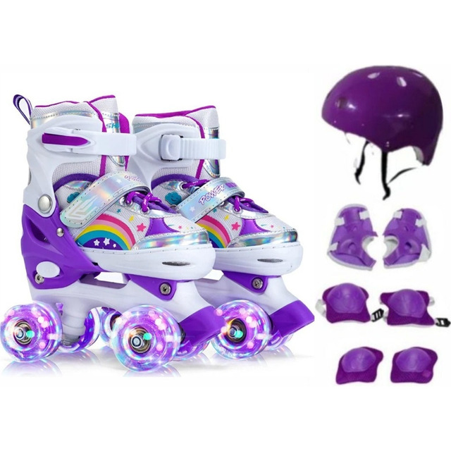 Patins Quad Sereia Tam/ajustável + Kit Proteção Rodinhas Led Patins Quad Sereia Tam/ajustável + Kit Proteção Rodinhas Led