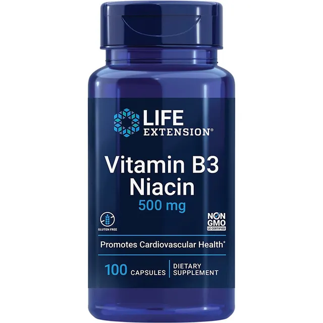 Vitamina B3 Niacina 500 mg 100 cápsulas Life Extension