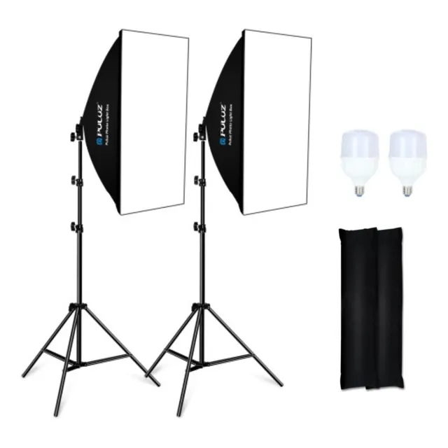 Kit De Iluminación Fotografia Video Dos Softboxs 60wts Total