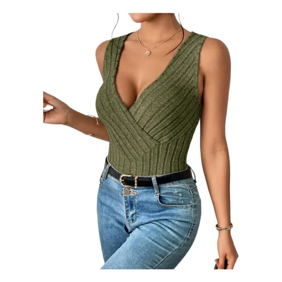 Blusa De Dama Unicolor Cuello Cruzado