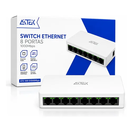 Switch Rj45 Lan Gigabit 8 Portas Hub 10/100/1000mbps Bivolt Speed