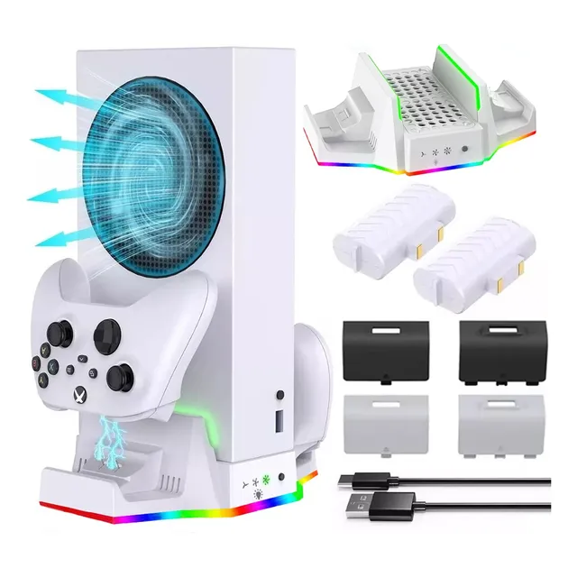 Rgb Ventilador Para Xbox Series S Carga Con 2 Baterías Nueva