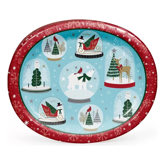 Platos Navideños 50pzs Desechables Fiesta Navidad Posada Color Rojo