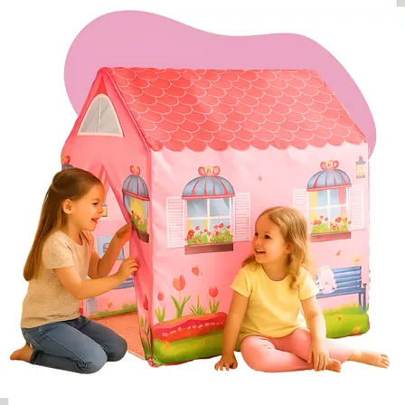 Barraca Minha Casinha Tenda Toca Cabana Camping Infantil Estruturada Brinquedo Meninas Rosa Organiser