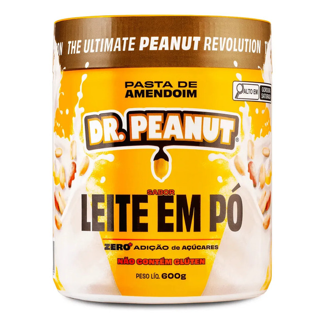 Pasta de Amendoim Com Whey Protein Leite em Pó (600g) Dr Peanut
