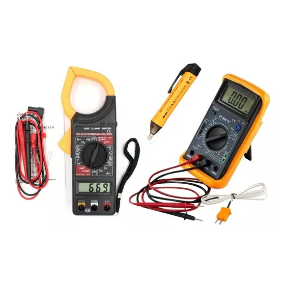 Pinza Amperom, Dt266 + Multim-tester Dt890g + Buscapolo Vd03