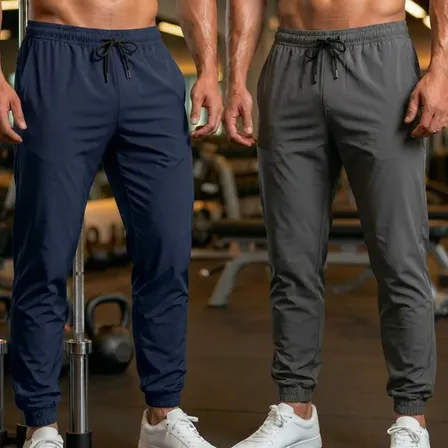 Kit 2 Calças Esportiva Jogger Tactel Masculina Voker Cinza E Marinho Liso G