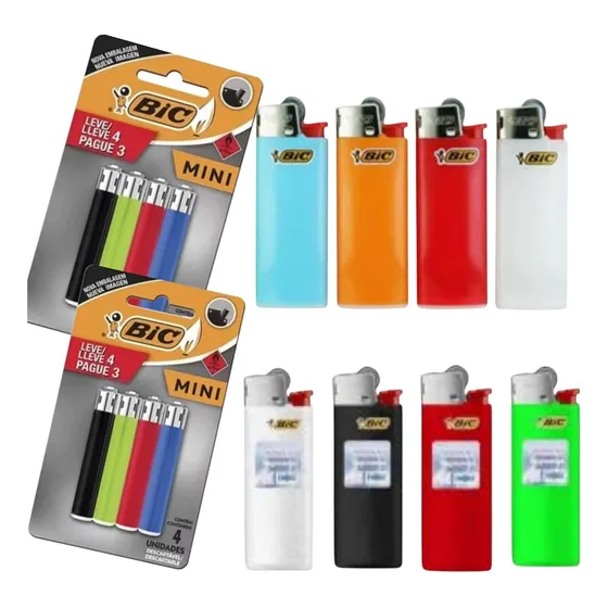 Kit 4 Cartelas C/16 Mini Isqueiro Bic Colorido Cores Sortida