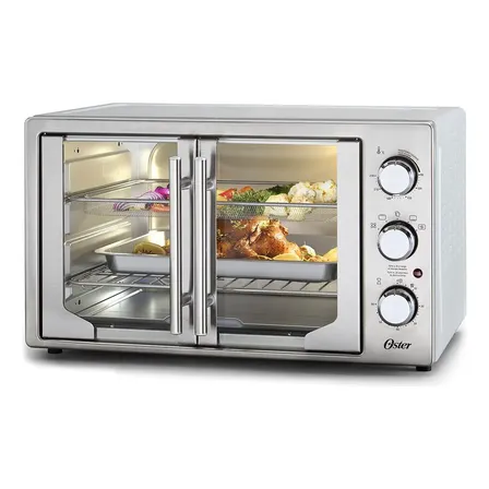 Forno E Fritadeira Sem Óleo Oster 42l French Door 2 Em 1 Cor Prateado TSSTTVFDMAF