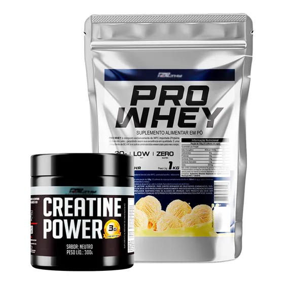 Kit Whey Protein Refil 1kg + Creatina Power 300g Com Dosador