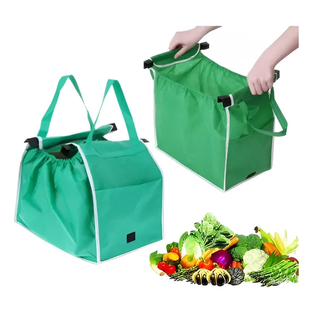 Bolsa Tela Tnt Plegable Con Clip Para Carrito Supermercado