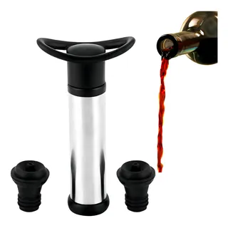 Kit Bomba VĂĄcuo Garrafa Vinho Inox + 2 Tampas Silicone Vacu Kit Bomba VĂĄcuo Garrafa Vinho Inox + 2 Tampas Silicone Vacu
