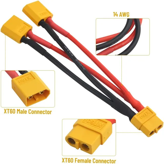 Xt60 Paralelo Batería Conector Cable Extensión Y