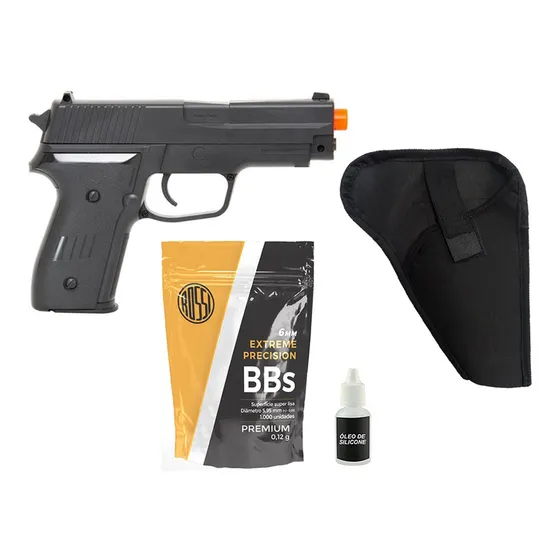 Pistola Airsoft P226 6mm Spring + 1000 Bbs + Coldre + Óleo