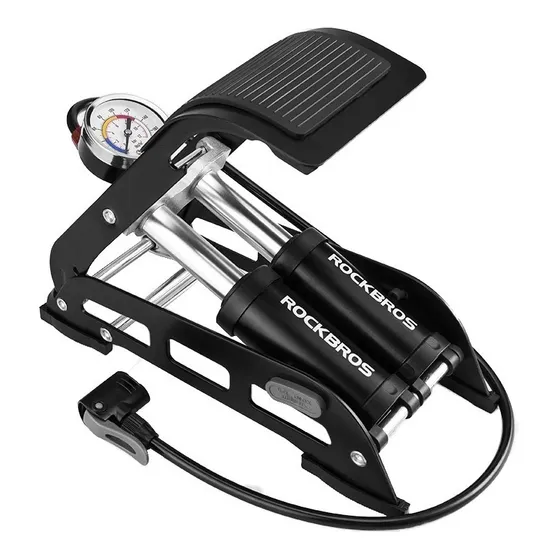 Bombín De Pie Manómetro Rockbros Bicicleta Inflador 160psi