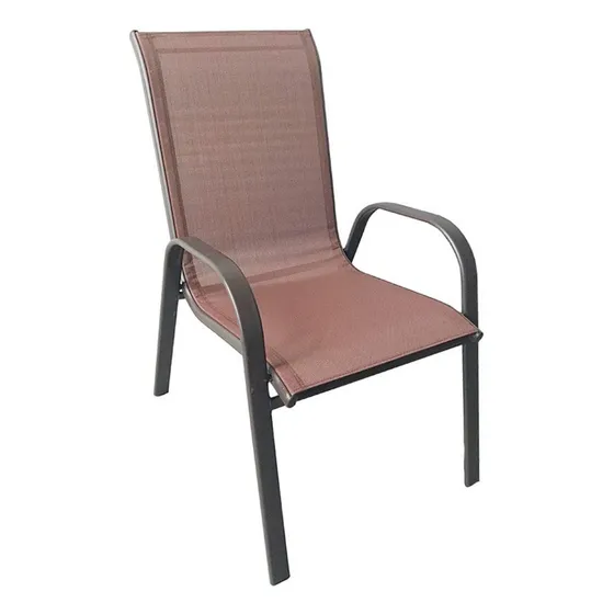 Silla Apilable Cómoda Para Piscinas Terrazas Marrón Tela