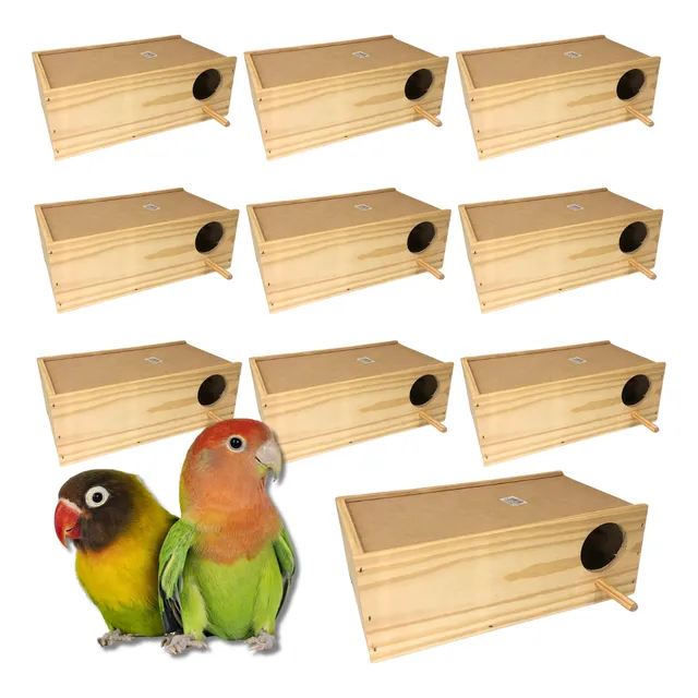 Ninho De Madeira P/ Agapornis Periquitos Para Criação Kit 10