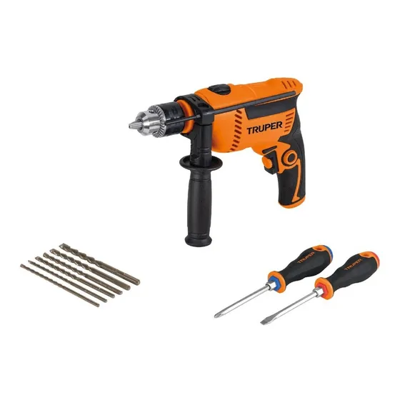 Combo Rotomartillo 1/2'' Brocas Y Desarmadores Truper COMBOR-1/2A7 Color Naranja Frecuencia 60hz