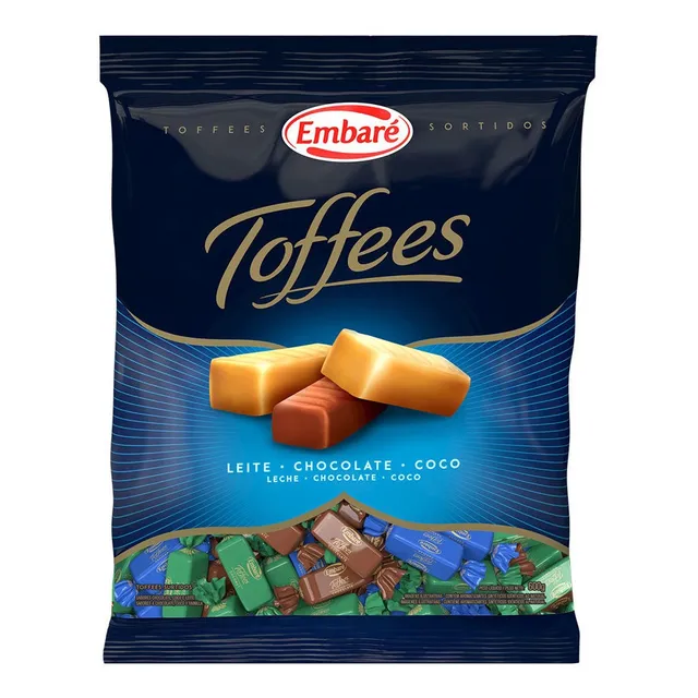 Bala De Caramelo Toffees Leite, Chocolate E Coco Embaré 600g