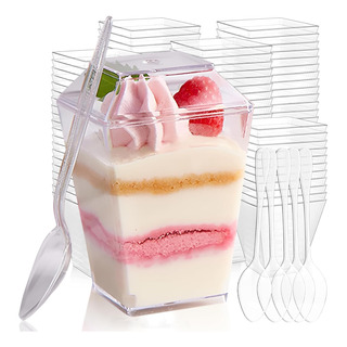 50 Tazas De Postre De 5 Onzas, Vasos Para Postres Cuadradas 50 Tazas De Postre De 5 Onzas, Vasos Para Postres Cuadradas