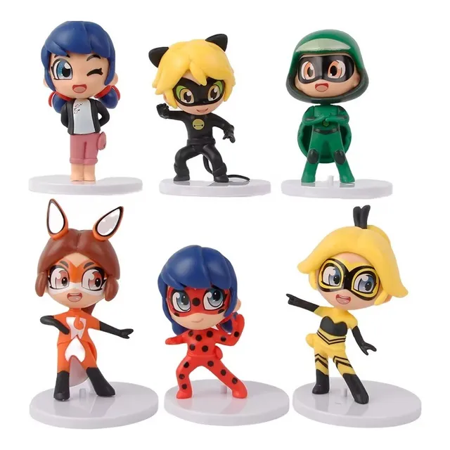 Ladybug 6pcs Miniaturas Miraculous Cat Noir Marinette Desenh