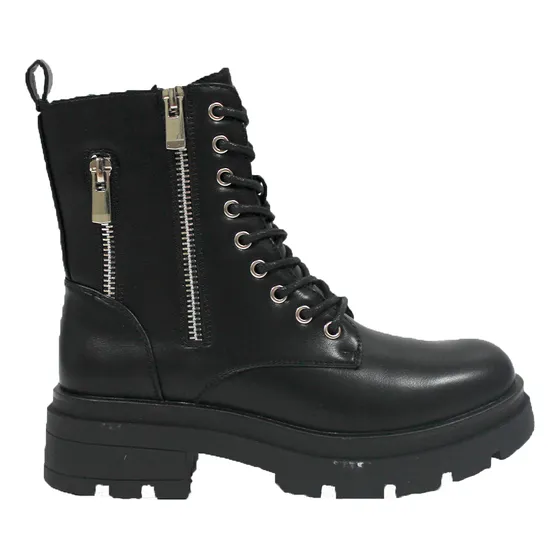 Bota De Dama Cómoda Diseño De Tres Cierres Y Cordones