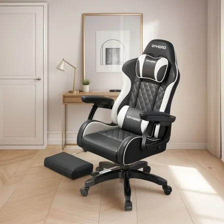 Silla Gamer Ergonómica Reclinable Con Reposapies Negra