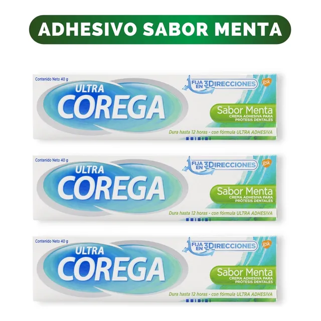 Corega 3d Ultra Sin Sabor 40g X 3 Unds. 