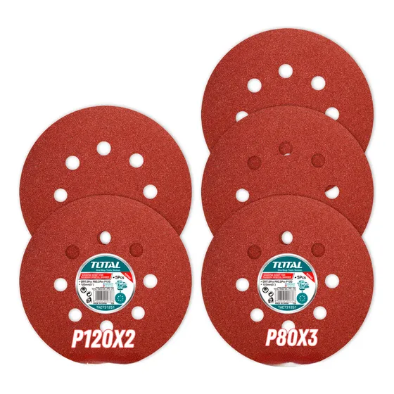 Set  5 Lijas Discos 125 Mm P80 3pza P120 2pza  Total