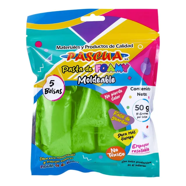 Fomi Foamy Moldeable Pascua 50 Gramos Diferentes Colores Verde Limon