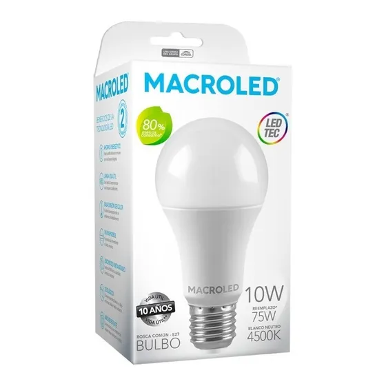 Pack X 10 Lampara Led Foco 220v 10w 9w= 75we27 Tiendaobjetos