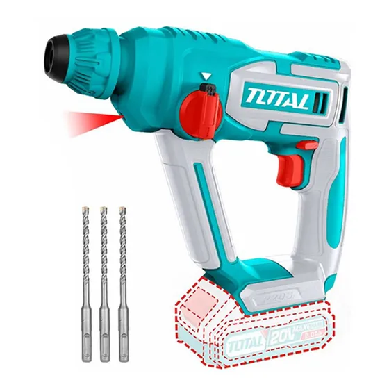 Rotomartillo Inalámbrico Sds Plus 20v 1.5j + 3 Brocas Total Color Turquesa Frecuencia 50 60hz