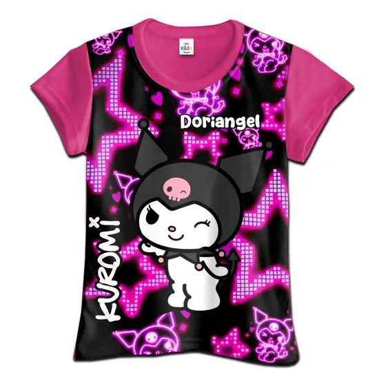 Franela Camisa Para Niña Kuromi  En Algodon Microdurazno