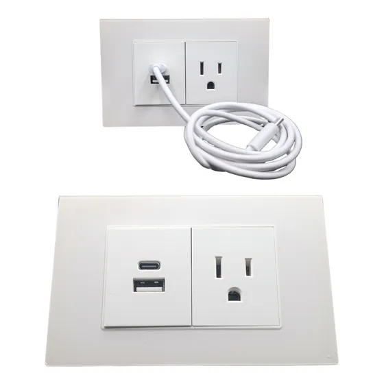 Contacto Eléctrico Con Puerto Usb Y Tipo C Con Enchufe Pared
