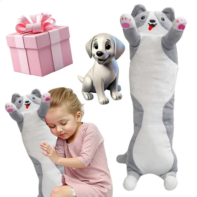 Cachorro Gato Pelúcia Travesseiro Grande De Corpo Presente