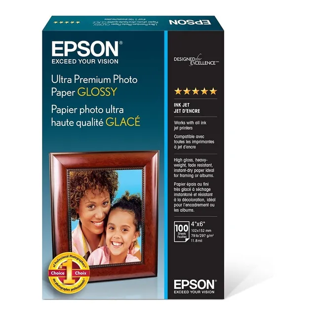 Papel Fotográfico Epson Rc Brillante 300gr 10x15cm 100 Hojas Color Blanco