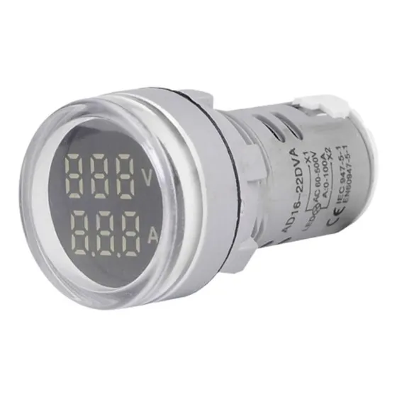 Luz Piloto Led Indicador Dual Voltaje Y Amperios 22mm