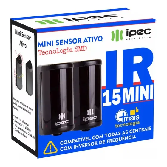 Sensor Ir15 Mini Fotocélula Digital Feixe para Portões Ipec