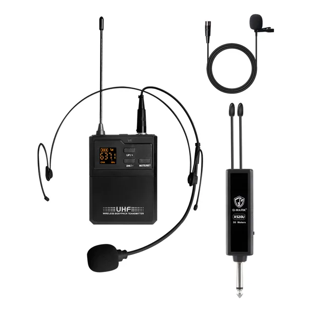 G-mark Uhf 1 Bodypack Micrófono Inalámbrico Diadema Y Solapa